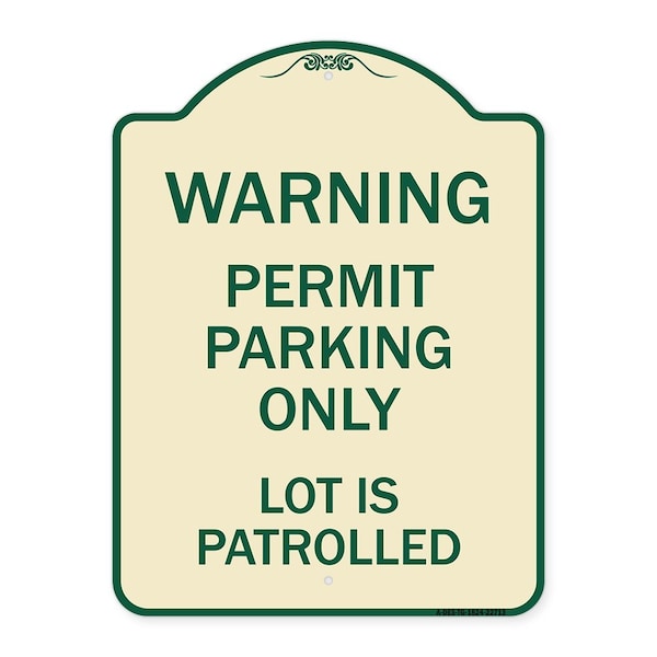 Signmission Warning Permit Parking Lot Is Patrolled Heavy-Gauge Aluminum Sign, 24" x 18", TG-1824-22713 A-DES-TG-1824-22713 - main